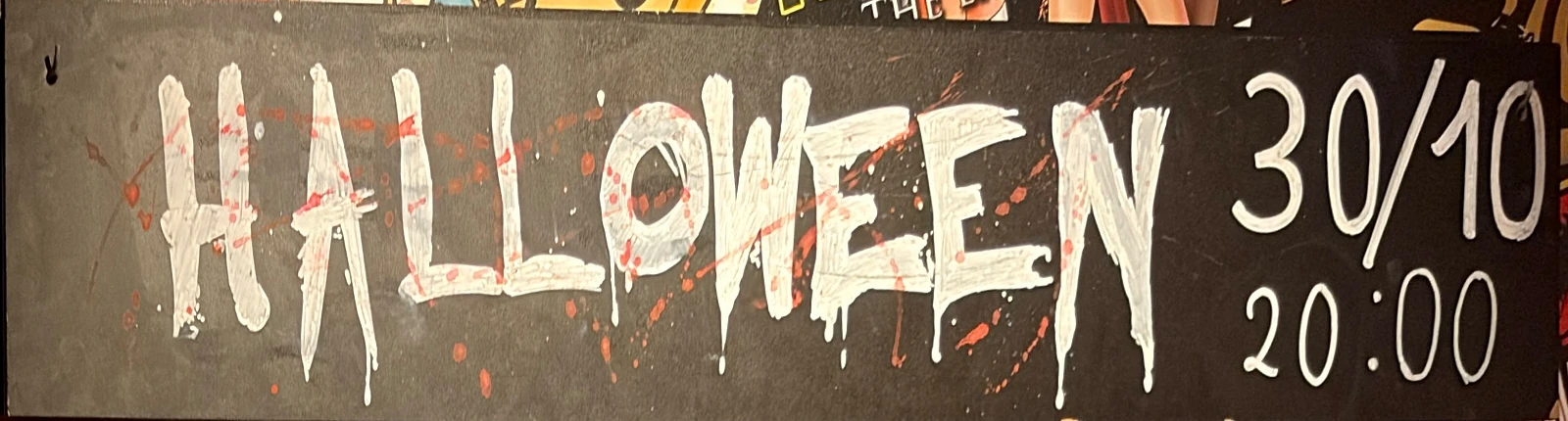 Halloweenbord in Comic Sans Gent: 30 oktober om 20:00.